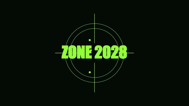 Zone 2028 futuristic hud target overlay for sci-fi motion and gaming interface animation 4k heads-up display