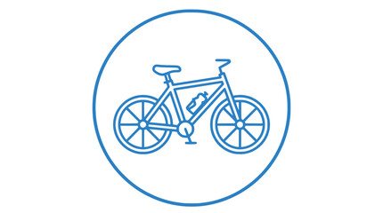Fototapeta premium Blue line art icon of a bicycle with water bottle inside a circle