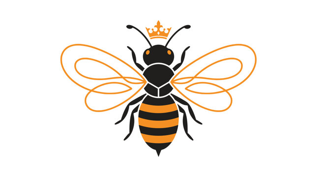 Stylized bee illustration wearing a royal crown.