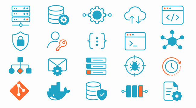 Flat Design Technology and Business Icons Collection.