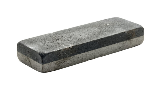 Rectangular dual grit sharpening stone for professional knife maintenance and blade honing.