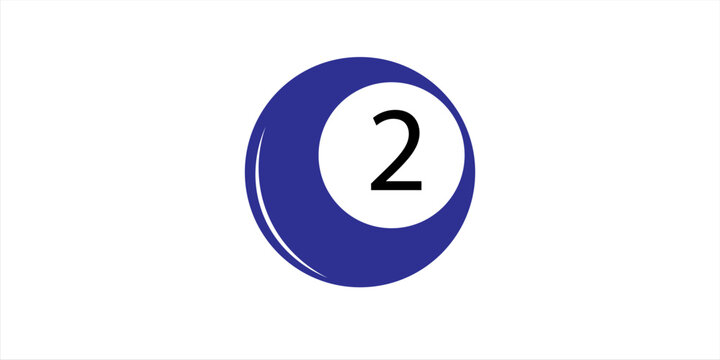 Blue number 2 billiard ball icon isolated on white background vector illustration