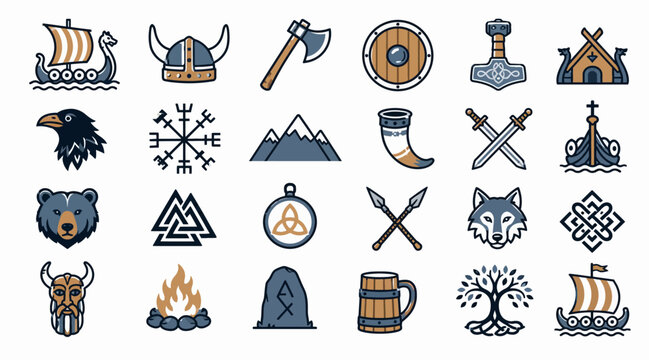 Collection of Viking and Norse Symbols and Icons.