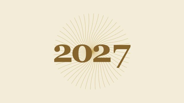 2027 new year celebration motion with golden sunburst animation 4k background