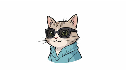 Cartoon cat wearing sunglasses smiling.