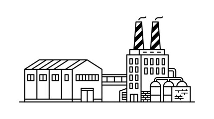 Obraz premium Industrial factory complex with smokestacks.