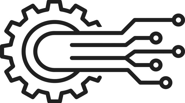 A gear with circuit board lines.