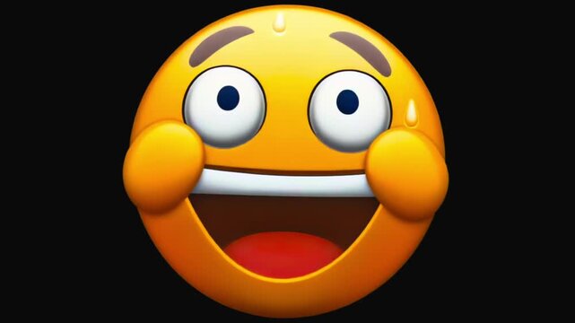 Emoji face reacting extreme macro with anxious expression, supporting reaction stickers, chat alerts, social media feedback, meme captions, notification graphics, and entertainment app media.