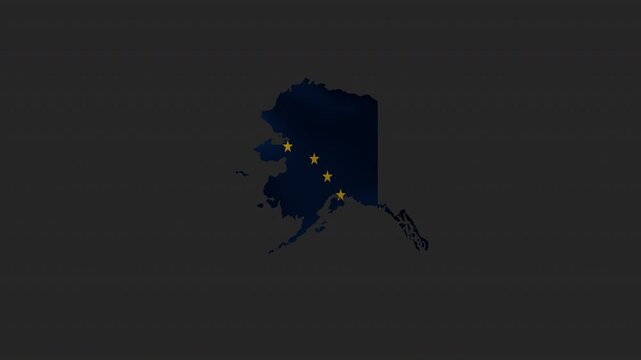 Map of Alaska with an animated flag inside its borders