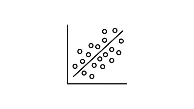 Simple linear regression scatter plot icon representing statistical data analysis.