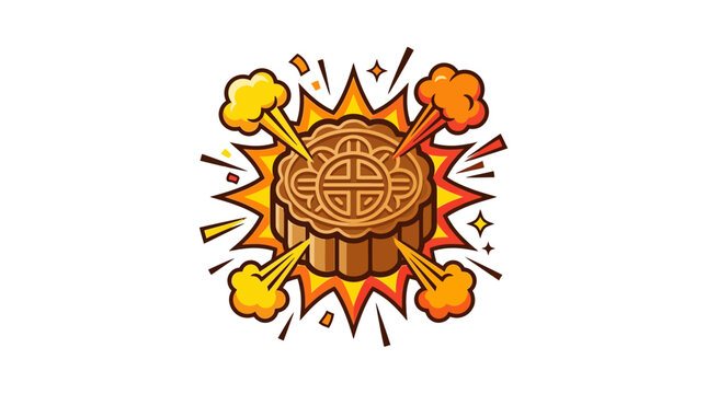 Traditional Chinese Mooncake with Exploding Starburst Effect.