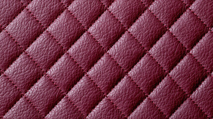 Fototapeta premium Luxurious burgundy quilted leather texture featuring an elegant diamond stitch pattern and rich surface detail