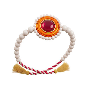 Rakhi with pearls and red gemstone