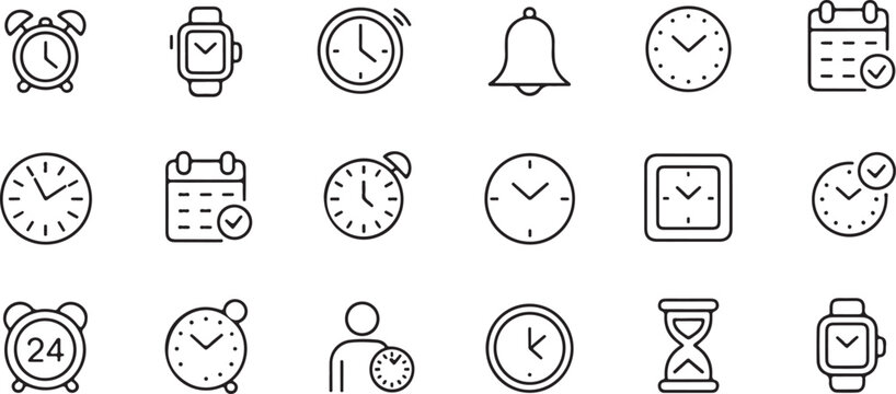 time line icons for scheduling reminders alarms and punctuality