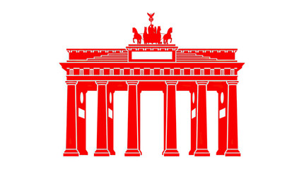 Brandenburg Gate Icon - Red Silhouette on White Background © Biru