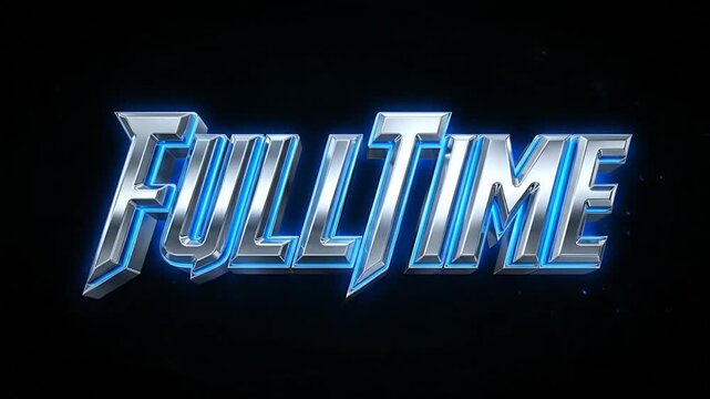 Dynamic logo animation revealing the bold futuristic fulltime text with glowing effects and dark space background