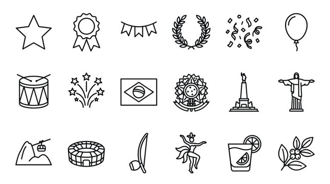 Brazil Icons Collection Featuring Landmarks Culture and Symbols