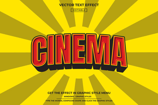 Retro Cinema Editable Vector Text Effect Template with Vintage Movie Typography Style