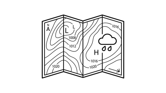 Weather map icon showing atmospheric pressure and rainfall.