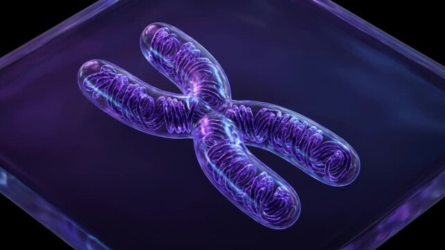 クロマチン線維からX型染色体への凝縮過程を描く高精細マクロCG映像