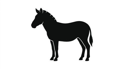 Fototapeta premium Title: Horse Silhouette Vector Icon – Standing Equine Animal Black Solid Shape Isolated on White Background