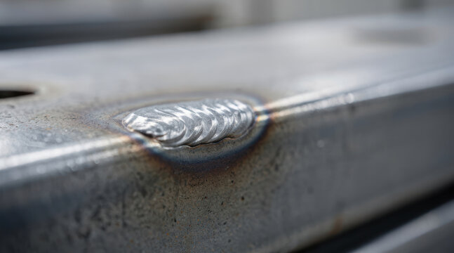 Close-up of a shiny TIG weld bead on a metallic surface illustrating precise industrial fabrication.