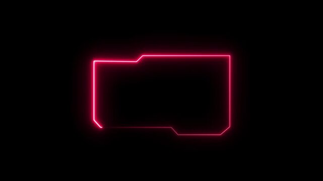 Abstract hud folder icon with a glowing neon light effect on a black background loop.
