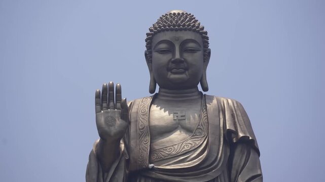 Still shot of the 88-meter tall Lingshan Buddha Statue