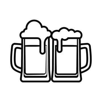 Two Beer Mugs Clinking Cheers Celebration