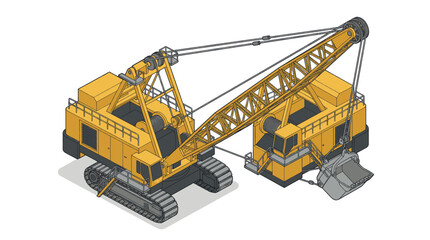 Obraz premium Yellow Construction Cranes Working on Industrial Site Project.