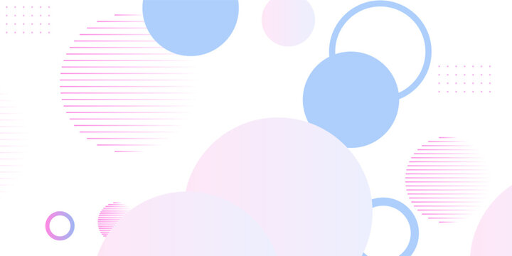 Modern artistic poster background with soft pink and blue pastel gradation circles and fine lines art