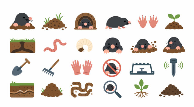 Colorful Garden Pests and Gardening Tools Illustration.