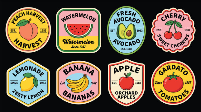 Vintage Fruit and Vegetable Label Stickers Collection