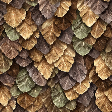 seamless patterns Natural brown feather and scale pattern texture background with rustic feel