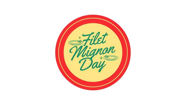 Filet mignon day circular badge illustration on white background with restaurant celebration culinary steakhouse