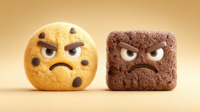 Angry Cookies Face Icons Representing Bad Mood