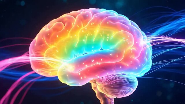 Creative Brain Spark with Colorful Idea Network
