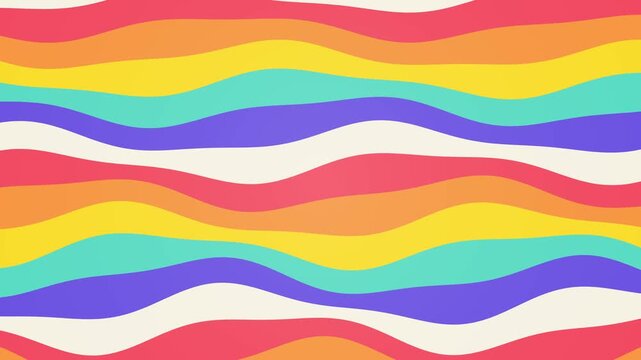 Colourful groovy. Retro Colorful Wavy Stripes Background Animation