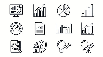 Collection of flat design icons representing various business and technology concepts. © Imam