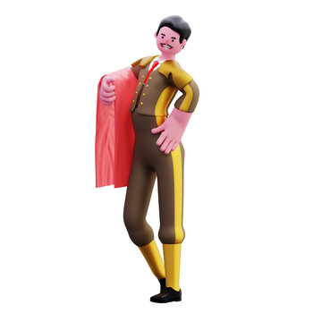 3D Matador Bullfighter Cape Spanish Tradition Bullring Costume Professional Performance