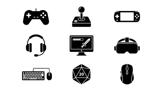 Gaming controllers and accessories icons.