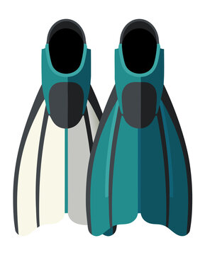 Blue snorkeling swim fins aquatic diving equipment.