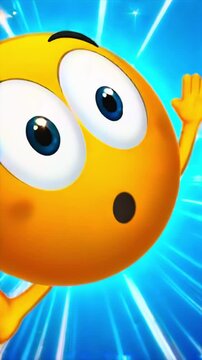 Emoji face reacting close-up like hearing good news, supporting reaction stickers, social media celebration, chat messaging, user feedback, upbeat response graphics, and entertainment app media.