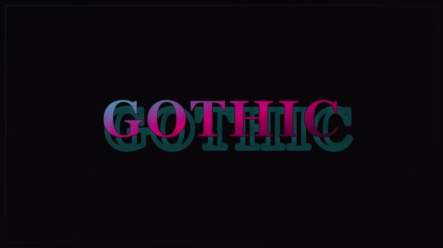 Gothic text animation with neon gradient style and retro typography effect for creative motion and digital projects 4k