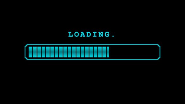 Animated pixel art loading bar with blue progress blocks