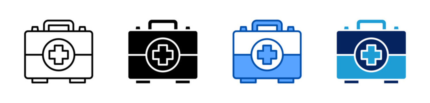first aid kit icon set multiple style collection