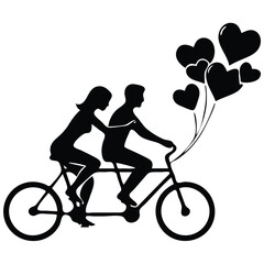 Obraz premium silhouettes of children on bicycles