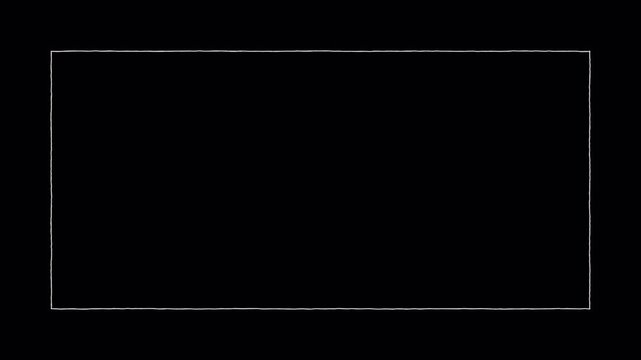 Organic Sketchy Rectangular Border Boiling White Line Animation Loop Hand Drawn Frame Artistic Overlay 4k video