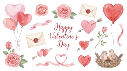Valentine's Day celebration with hearts, roses, and love letters in a festive setting © Avra