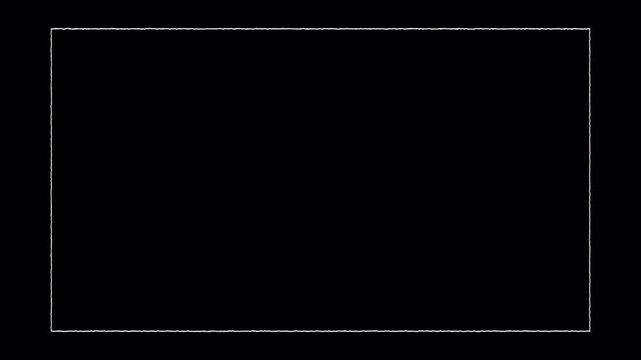 Minimalist hand-drawn pencil outline rectangle border animation for organic video storytelling overlays 4k video